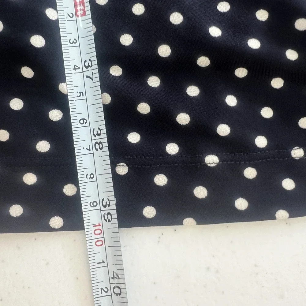 Adrianna Papell Dress Sz 8 Polka Dot‎ Ruched Slimming Blue White Preppy Career